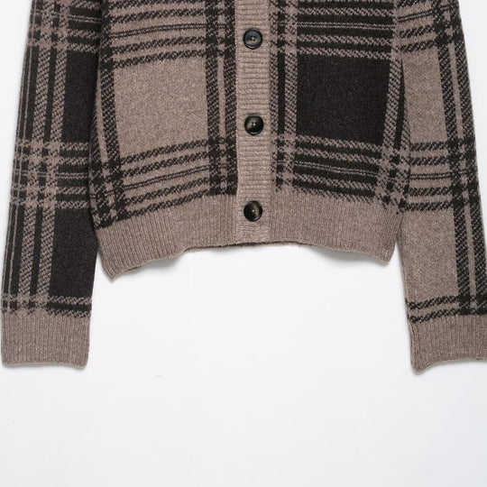 Damen Strickjacke mit kariertem Muster EB