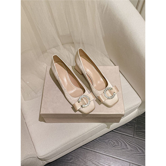 Damen elegante Pumps mit funkelnder Schleifenakzent EB
