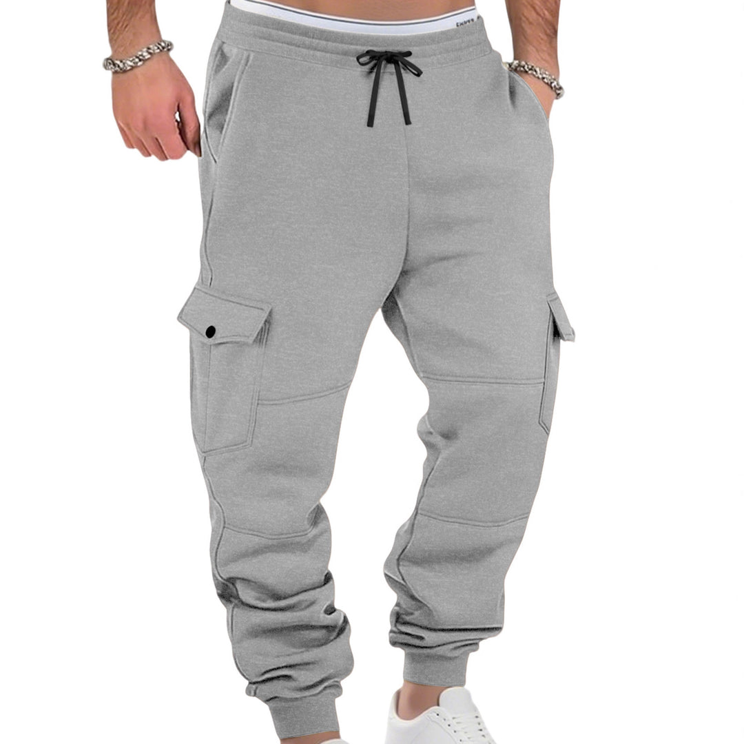 Herren nan sportive Jogginghose mit Cargotaschen Kordelzug und geripptem Knöchelsaum EB