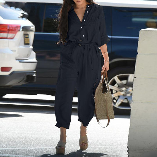 EB | Damen Utility Jumpsuit mit Langen Ärmeln und Taschen