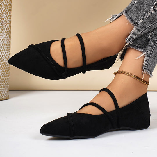 Damen elegante Ballerinas mit gewickeltem Riemendesign und weichem Obermaterial EB