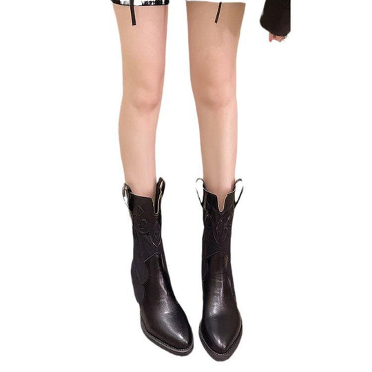 Damen Cowboy-Stiefel mit modischem Stickmotiv EB