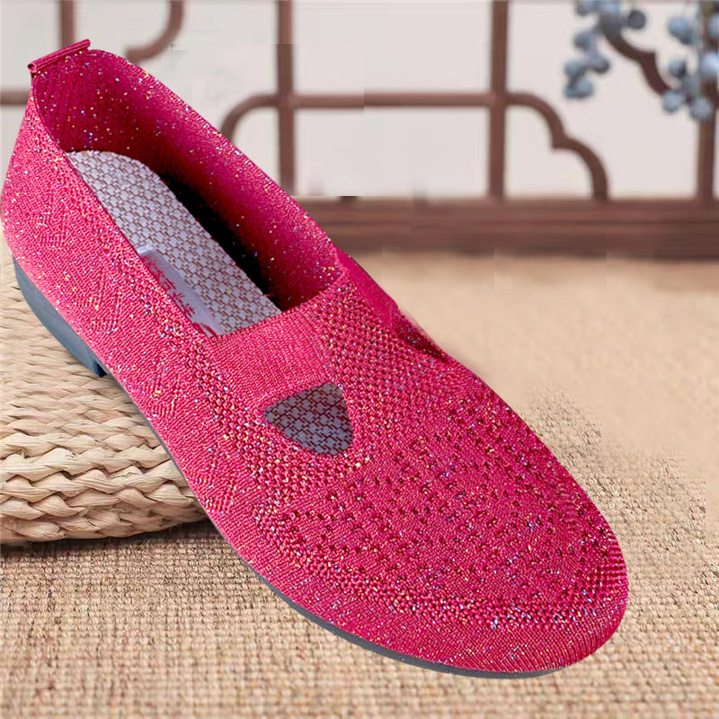 Damen atmungsaktive Slip-On Ballerinas mit elastischem Einschlupf und flexibler Sohle EB