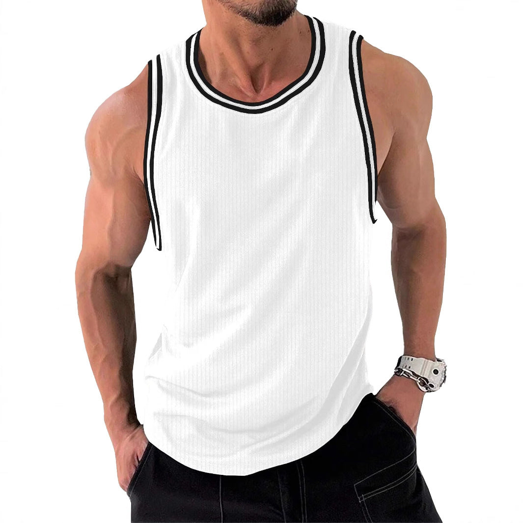 Herren Sportliches ärmelloses Tanktop mit atmungsaktivem Material und modernem Rippendesign EB