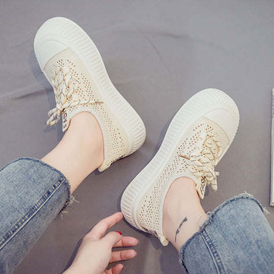 Damen modische und luftige Sneakers mit dicker Sohle EB