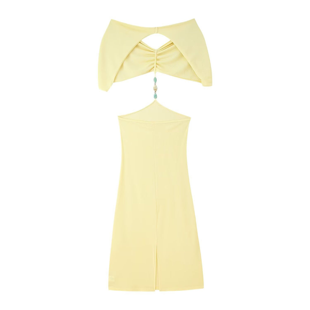 Damen Maxikleid mit verführerischem Cut-Out und eleganten Rüschendetails EB
