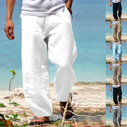 Herren nan lockere Leinenhose mit weitem Bein und elastischem Bund EB