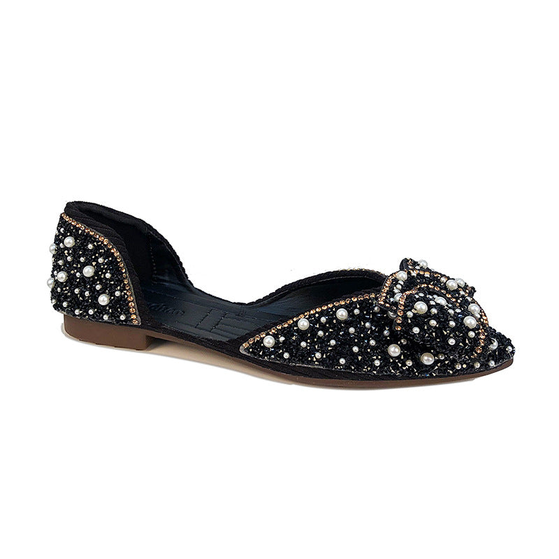 Damen Ballerinas mit funkelnden Perlenapplikationen und verziertem Obermaterial EB