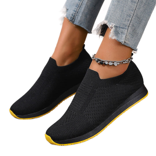 Damen atmungsaktive Slip-On Sneakers mit elastischem Einsatz EB