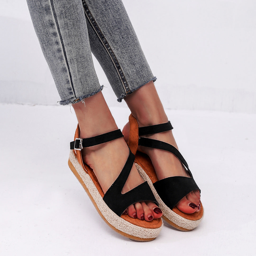Damen Elegante und komfortable Keil-Sandalen mit verstellbarem Riemen EB