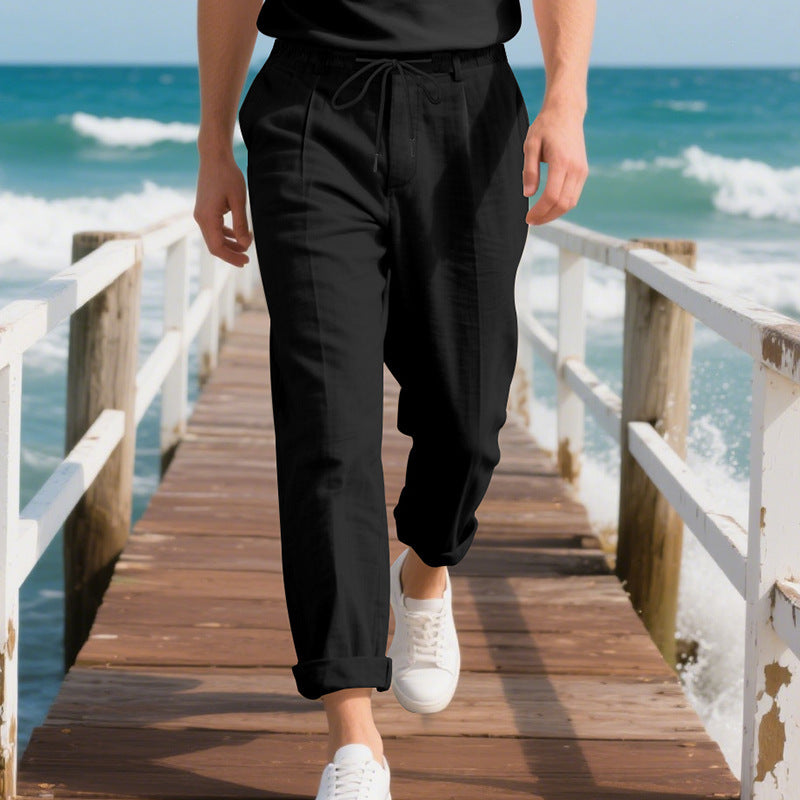 Herren Leichte Freizeithose mit elastischem Bund und seitlichem Kordelzug EB