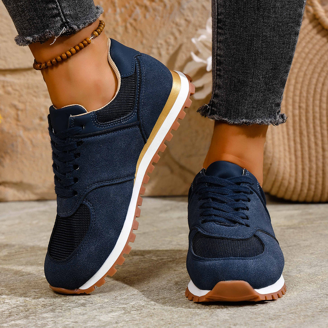 Damen Sportliche Sneakers mit atmungsaktiver Mesh- und Wildleder-Oberfläche EB
