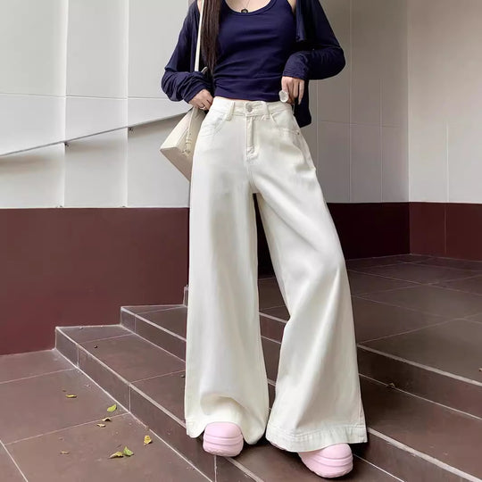 Damen Weite Denim-Culotte mit hoher Taille und modischem Schnitt EB