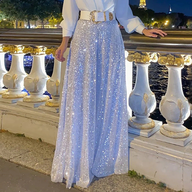 Damen elegante Overall mit funkelnden Pailletten und langem Schnitt EB