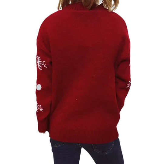 Damen Weihnachts-Pullover mit festlichem Rentier-Motiv und strukturiertem Strick EB
