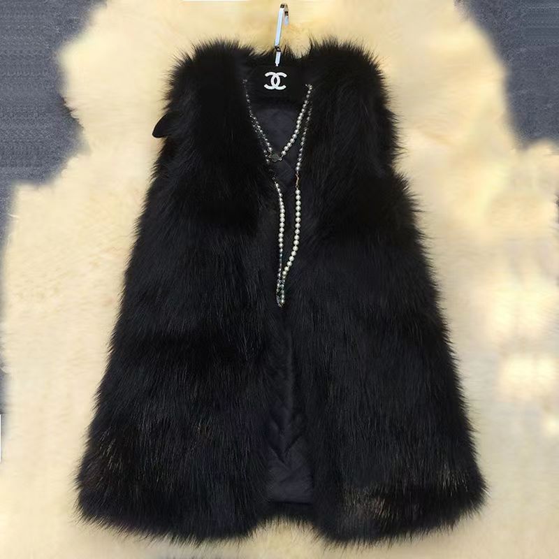 Damen Elegante Kunstpelzweste mit modischem Schnitt EB