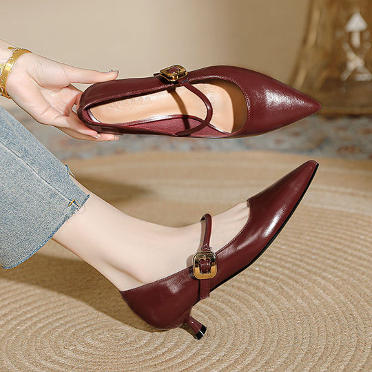 Damen elegante Riemchen-Pumps mit moderner Schnalle EB