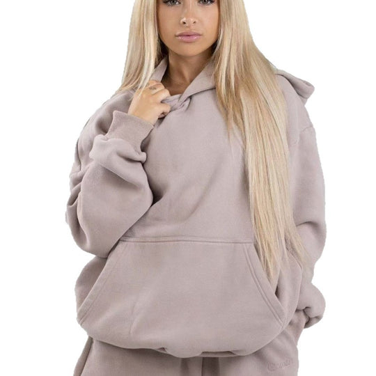 Damen nan oversized Kapuzenpullover mit Kängurutasche und weichem Fleece-Innenfutter EB