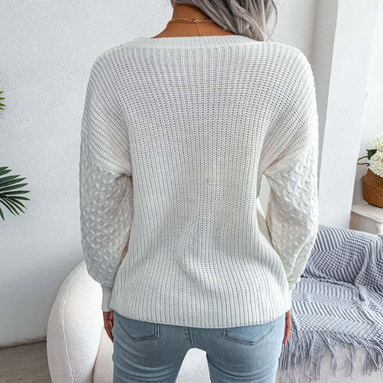EB | Strickpullover mit Strukturärmeln Acryl Bequem und Trendy
