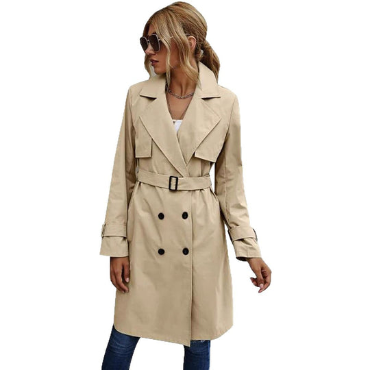 Damen Eleganter Trenchcoat mit doppelter Knopfleiste und schickem Kragen EB