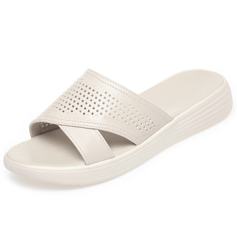 Damen Komfortable Slip-On Sandalen mit atmungsaktiven Netzdetails EB