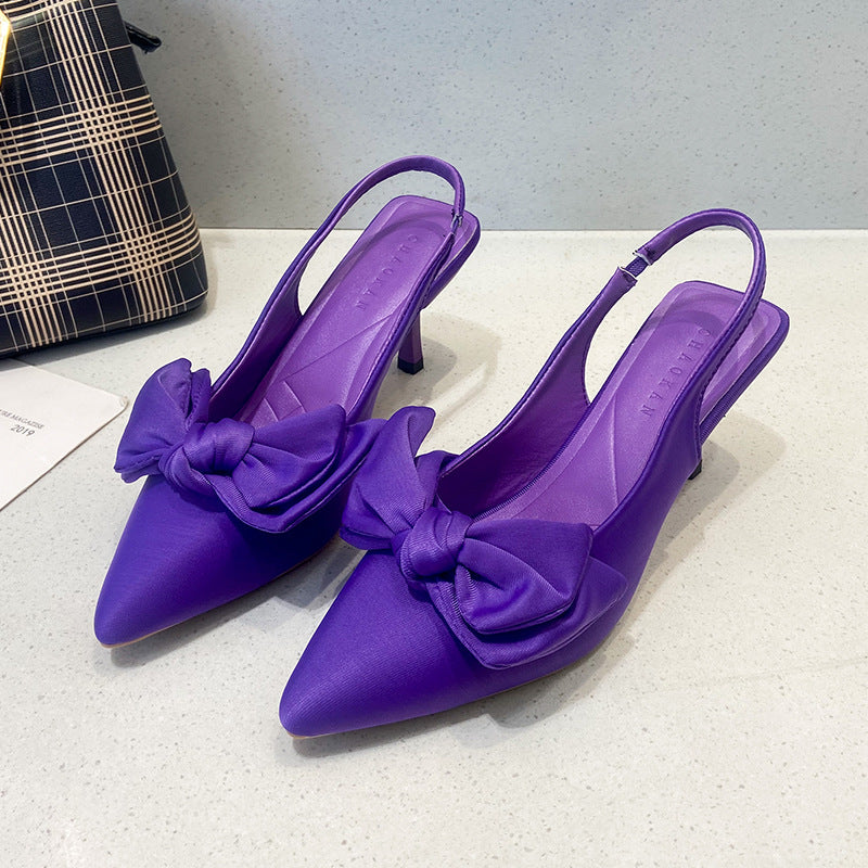 Damen elegante Slingback-Pumps mit modischem Schleifen-Detail und komfortablem Blockabsatz EB
