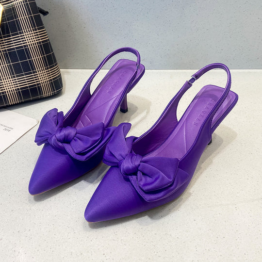 Damen elegante Slingback-Pumps mit modischem Schleifen-Detail und komfortablem Blockabsatz EB