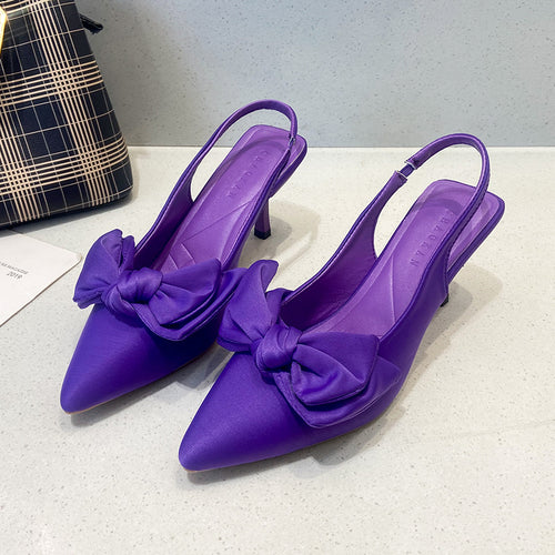 Damen elegante Slingback-Pumps mit modischem Schleifen-Detail und komfortablem Blockabsatz EB