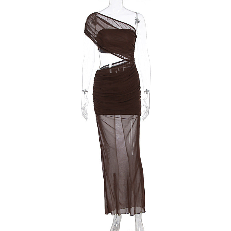 Damen asymmetrisches Wickelkleid mit raffinierten Rüschen und elegantem Schnitt EB