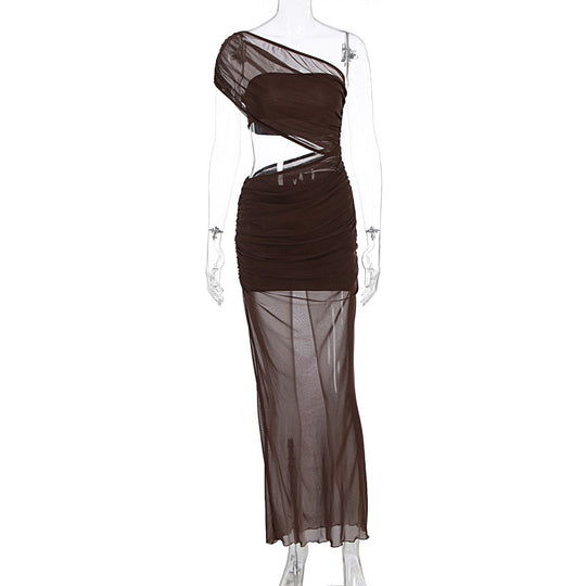 Damen asymmetrisches Wickelkleid mit raffinierten Rüschen und elegantem Schnitt EB