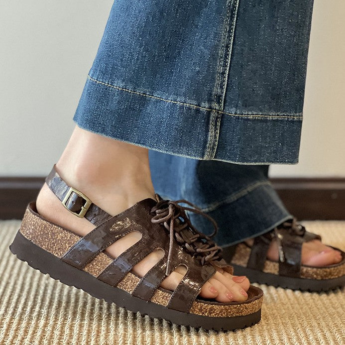 Damen Sandalen mit robustem Schnürsystem und anatomischer Fußbettgestaltung EB