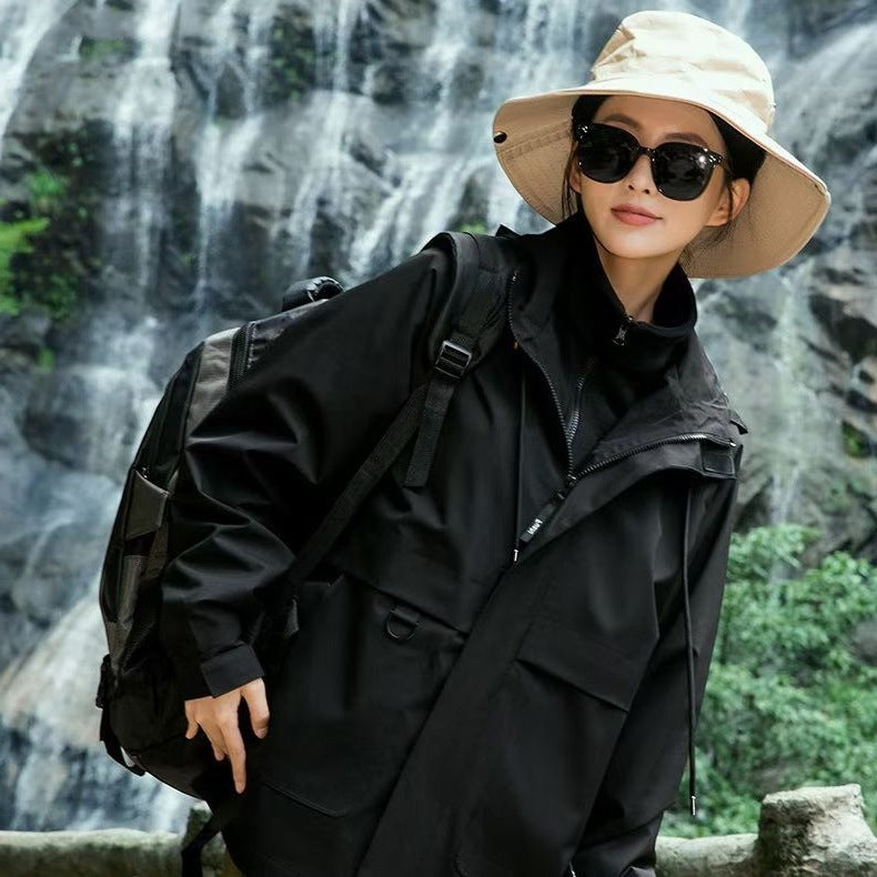 Herren wetterfeste Outdoor-Jacke mit verstellbarer Kapuze und praktischen Taschen EB