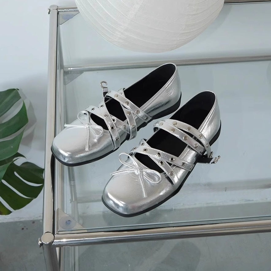 Damen Ballerinas mit elegantem Riemendesign und modischer Schnürung EB