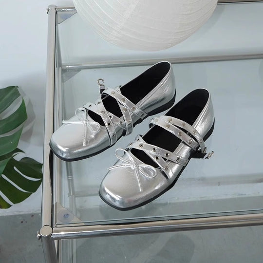 Damen Ballerinas mit elegantem Riemendesign und modischer Schnürung EB