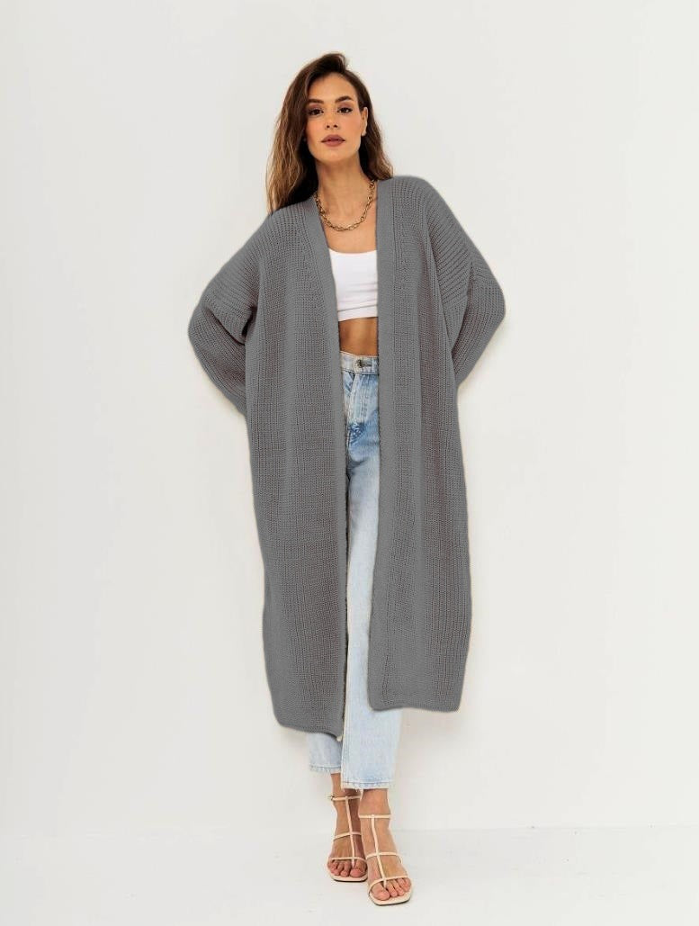 Damen Großer Strickmantel mit offener Front und lässiger Silhouette EB