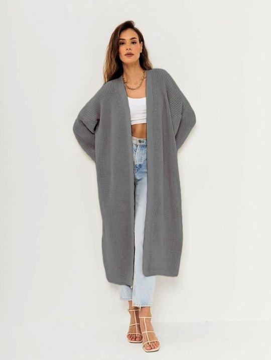 Damen Großer Strickmantel mit offener Front und lässiger Silhouette EB