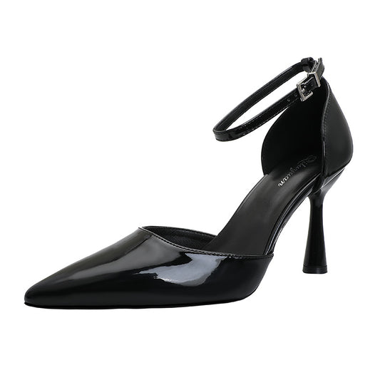 Damen Hochglanz Slingback-Pumps mit verstellbarem Riemen EB