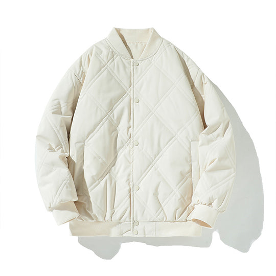 Herren gesteppte College-Blousonjacke mit Rautensteppung, Druckknopfverschluss und gerippten Bündchen EB