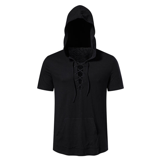 Herren Kapuzen-T-Shirt mit kreativem Schnürdesign EB