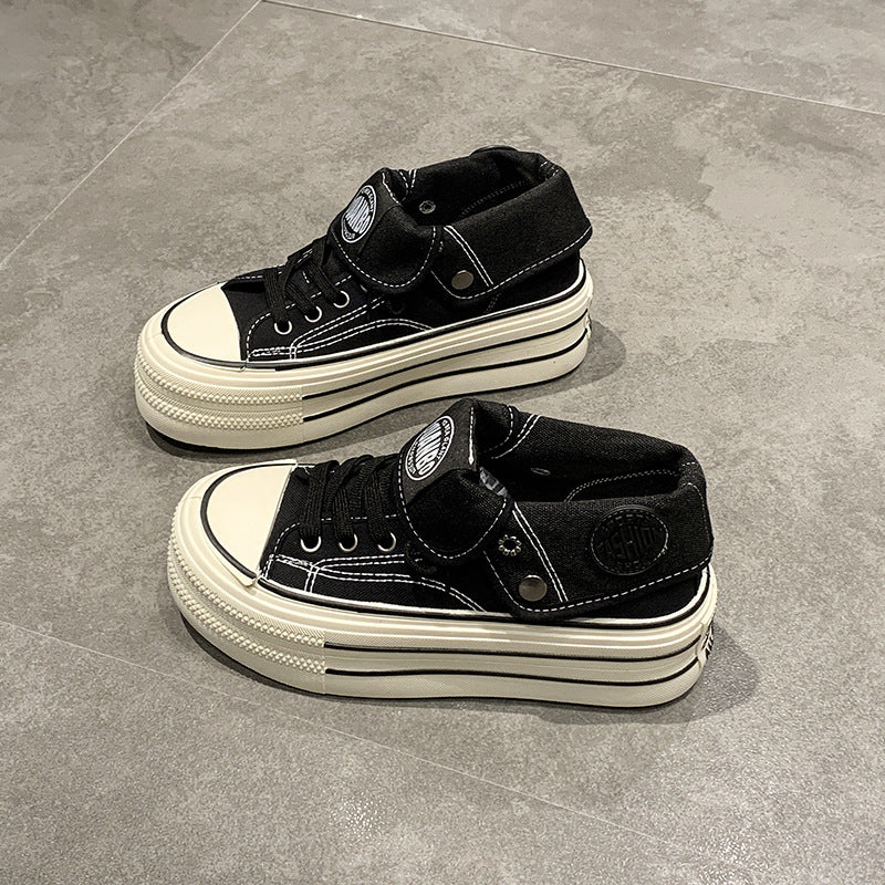 Damen High-Top Sneakers mit modischem Plateau und verstellbarem Knöchelriemen EB