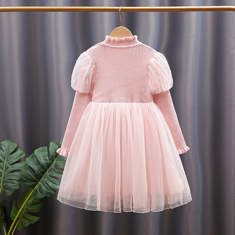 Mädchen festliches Tüllkleid mit glitzernden Applikationen und Rüschen EB