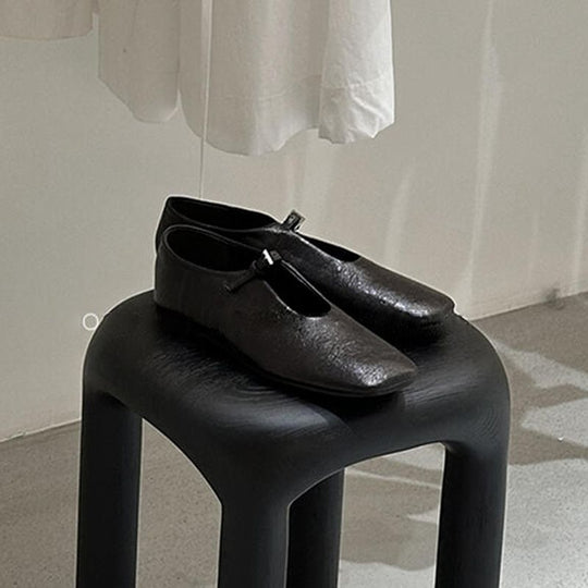 Damen elegante T-Strap Ballerinas mit hochwertigem Leder EB