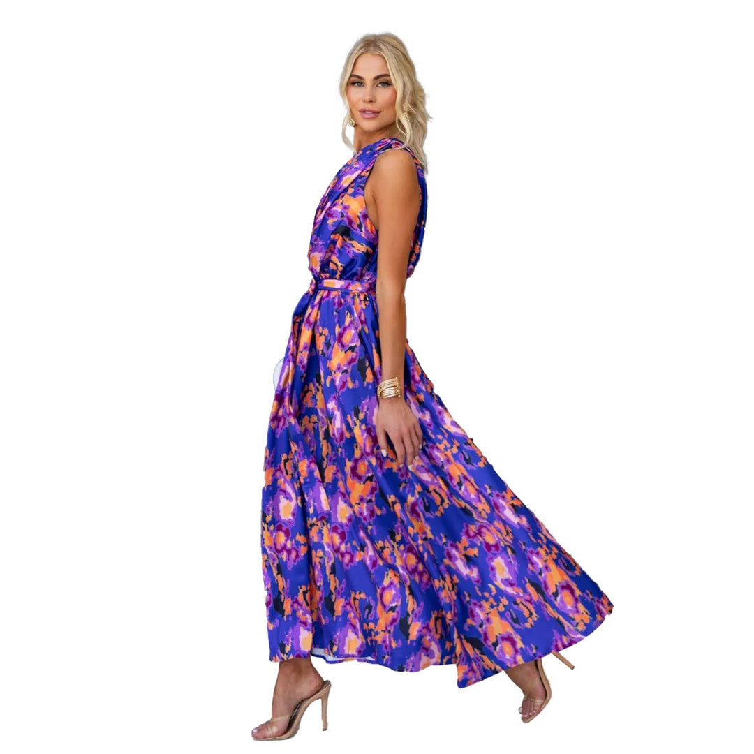 Damen Abendkleid mit asymmetrischem Trägerdesign und elegantem Taillengürtel EB