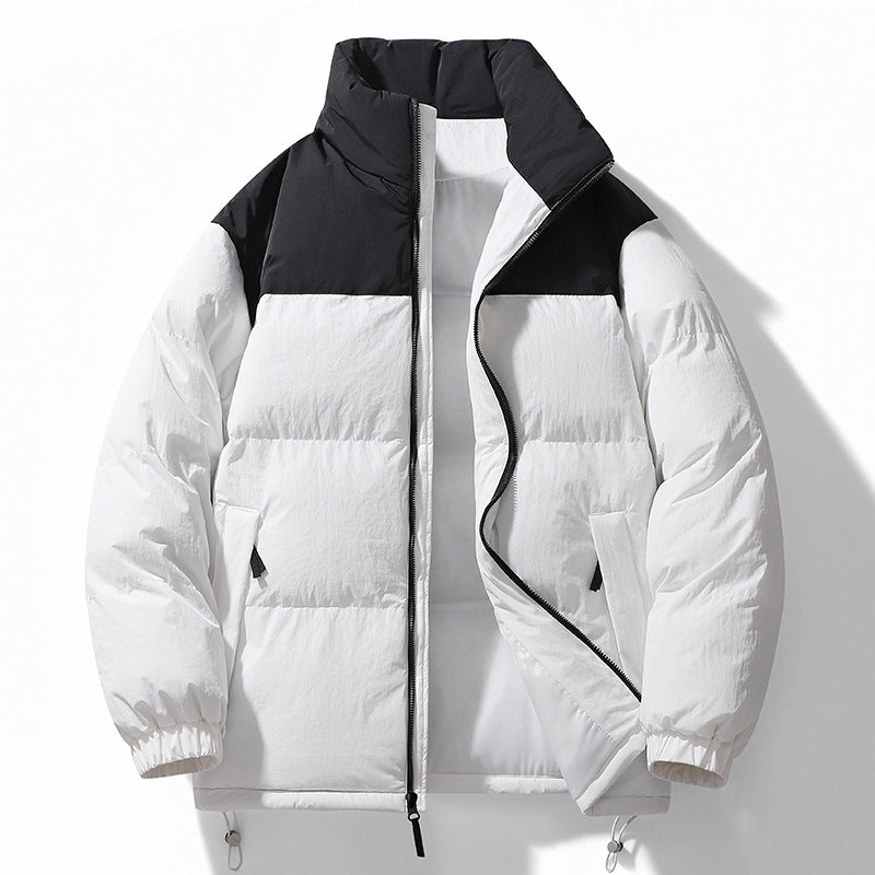 Herren gesteppte Thermo-Steppjacke mit hohem Stehkragen, Zwei-Wege-Reißverschluss und Kordelzugsaum EB
