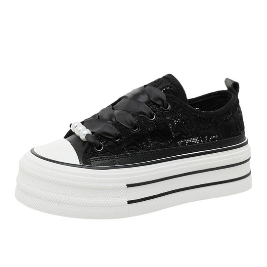 Damen Plateausneaker mit elegantem Spitzen-Design und modischen Akzenten EB