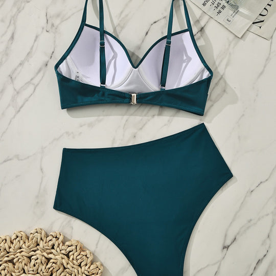 Damen Hochgeschnitten Bikini mit Wickel-Oberteil EB