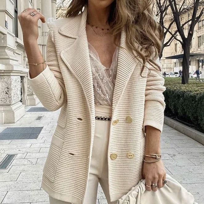 Damen geschneiderte Strickjacke mit doppelter Knopfleiste EB