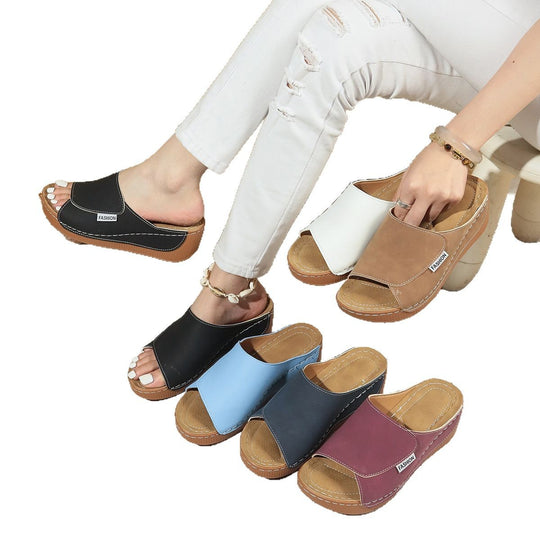 Damen Komfortable Wedge-Pantoletten mit flexibler Sohle und stylischem Riemen EB