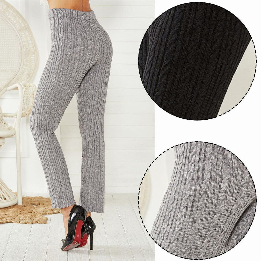 Damen Lockere Strickhose mit dezentem Zopfmuster EB