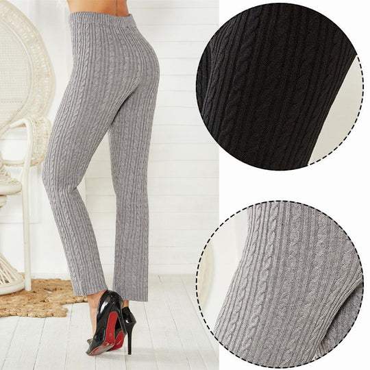 Damen Lockere Strickhose mit dezentem Zopfmuster EB